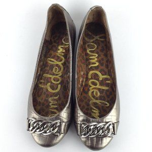 Sam Edelman Metallic Bronze Ballet Flats w/Chain Toe Detail